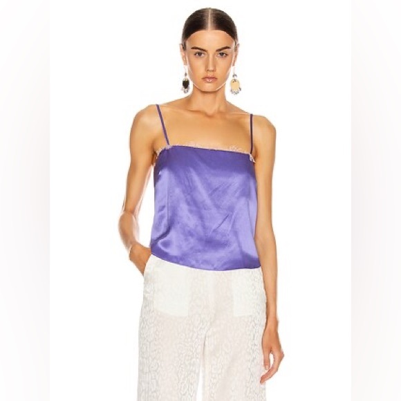 FLEUR DU MAL Silk Straight Neck Cami Purple XS - Picture 1 of 8
